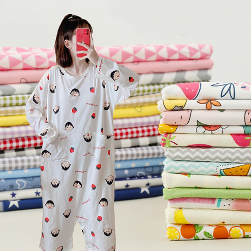 Baby Clothing For Bed - نسيج قطني طويل قماش مطبوع مخطط