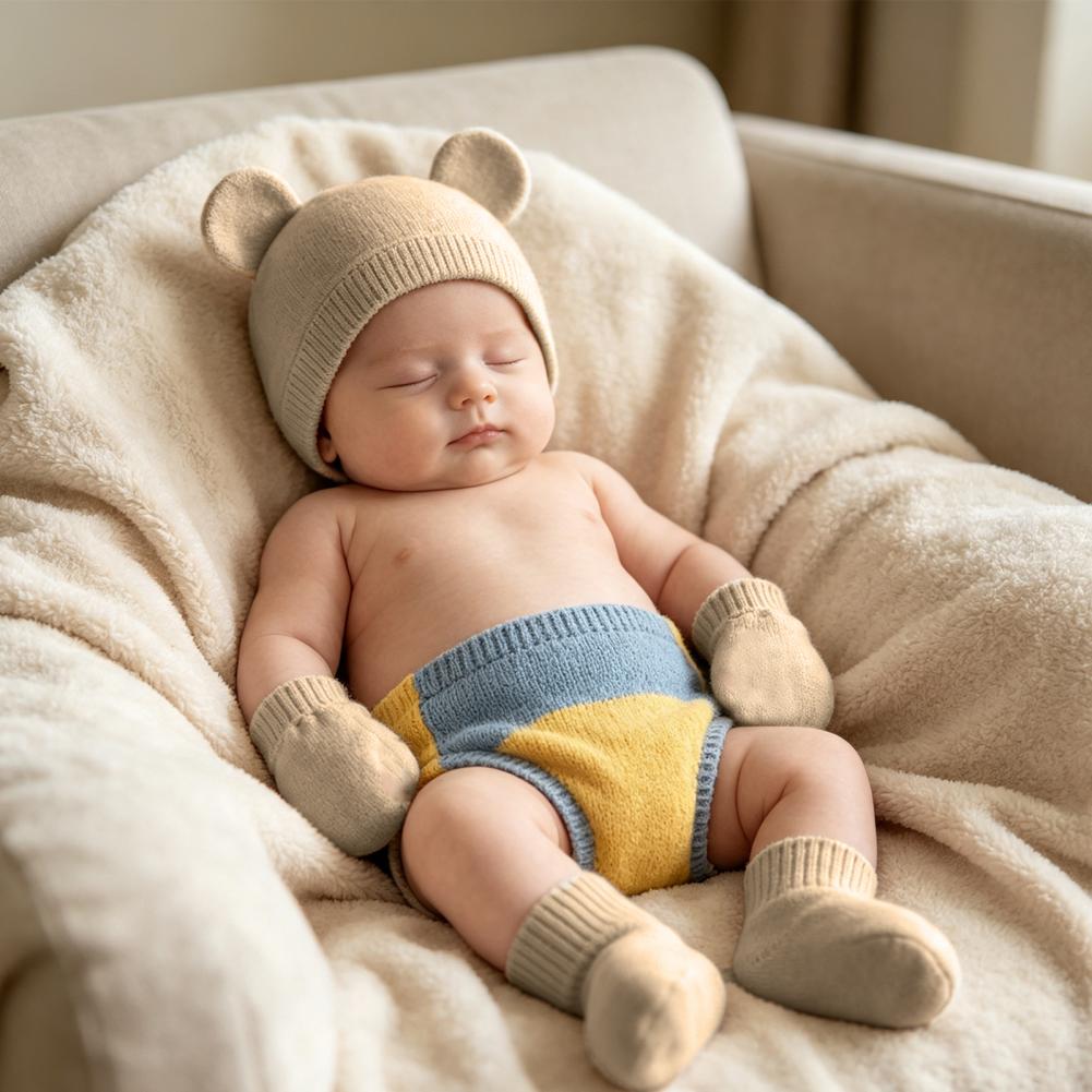 Baby Mittens Scratch - واقيات أقدام للمواليد الجدد، طقم قبعة
