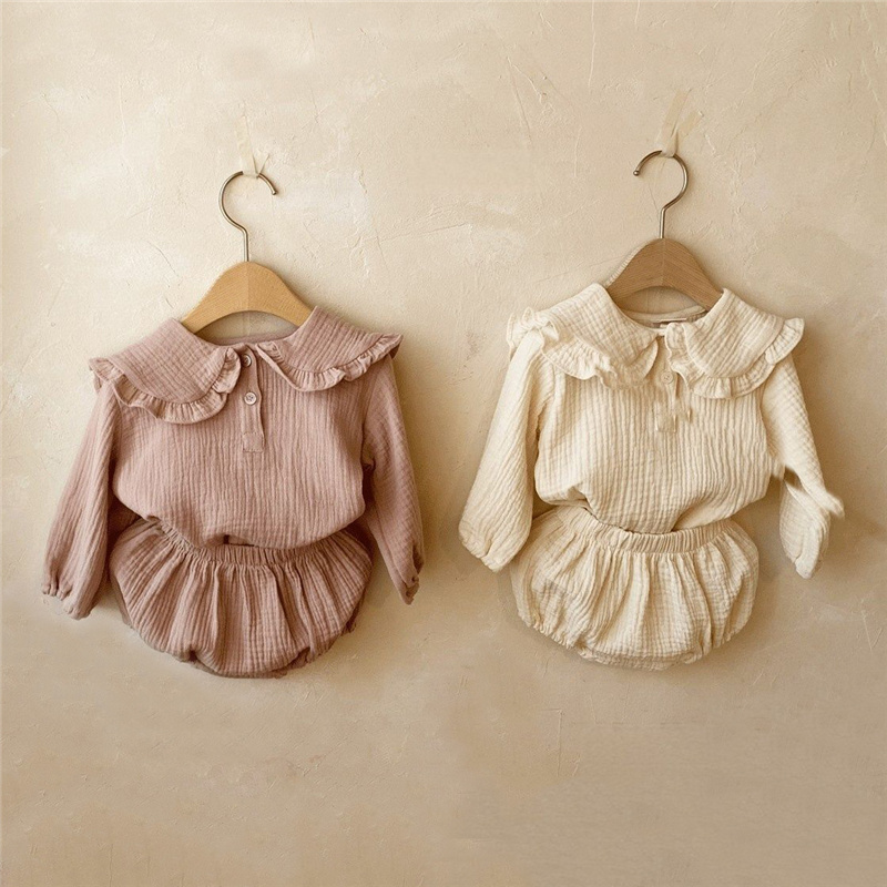 Baby Clothing Organic - طفل الفتيات القطن العضوي Ruffled طوق