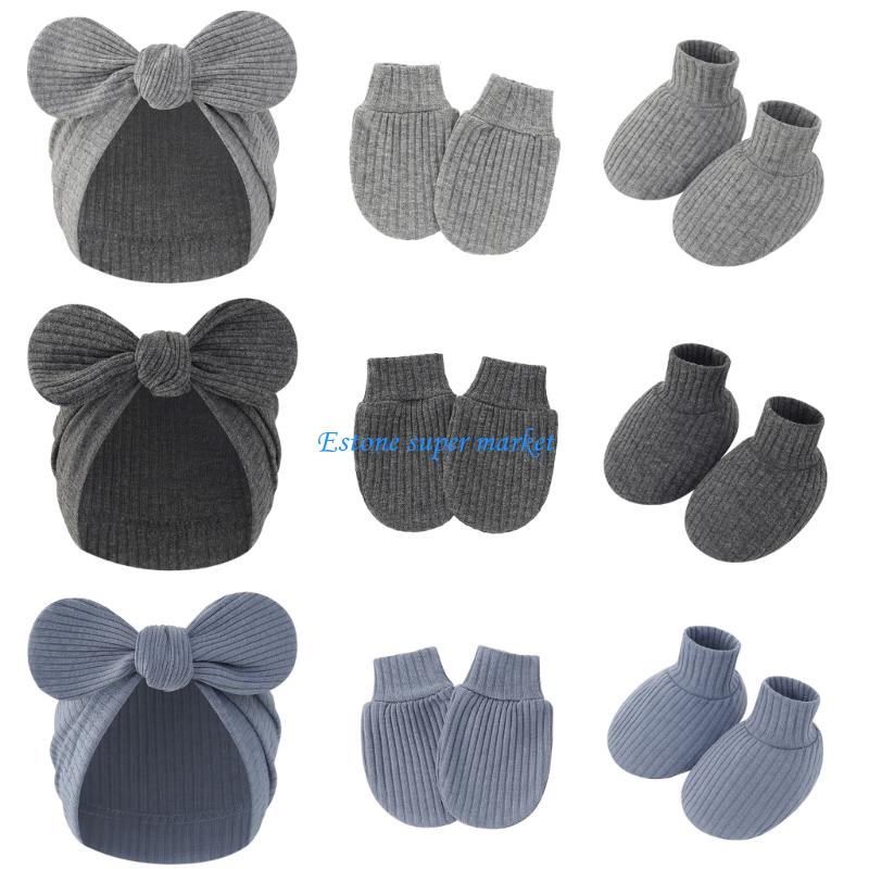 Baby Mittens Scratch - 090B قفازات ناعمة الأحذية قبعة الحضانة