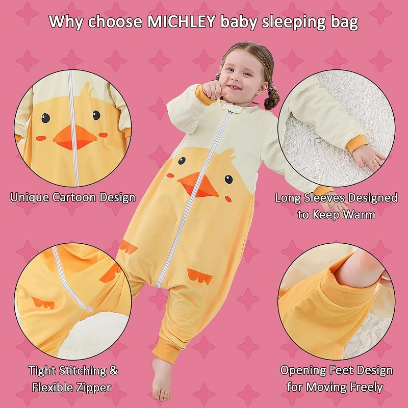ميشلي-لطيف الكرتون بطة كيس الن - مراجعة Fleece Sleep Bag وسعره